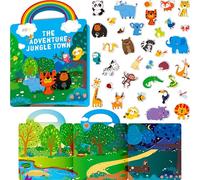 Libro di Adesivi Riutilizzabili, 36 Animali Selvatici Adesivi Spessi in Gel Adesivi Impermeabili Decalcomanie Adesivi a Tema Animale Gioco di Abbinamento Libri di Attività Giocattoli per Bambini