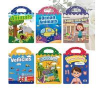 Libro di adesivi riutilizzabili, 6 set di simpatici adesivi a forma di | Jelly - Libri di adesivi per bambini dai 2 ai 5 anni, fai da te, aereo, auto, casa, nascita