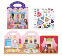 Libro di adesivi riutilizzabili per ragazze, 30 pezzi, adesivi da principessa Dress Up, per bambole da vestire magnetiche, per bambini da 1 a 3, 2 a 4, fate, castello delle principesse, vestire