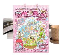 Libro Di Adesivi Scene - Materiali Creativi Divertenti A Tema Cartone Animato,Libro Scene Con Adesivi Paesaggio Miniatura - Per Bambini Adulti Scrapbooking Diario Casa Scuola Compleanno Festa