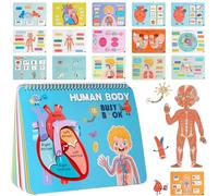 Libro di anatomia del corpo umano - Giocattolo educativo interattivo per bambini in età prescolare | Libro di anatomia educativo per 4 - 8 anni, perfetto per la casa, l'asilo, l'asilo e i viaggi