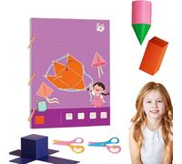 Libro di apprendimento della geometria 3D con corde da tirare, libro di geometria 3D con modelli in legno e corda da tirare, kit di geometria pratico per prescolare, scuola materna e scolastica