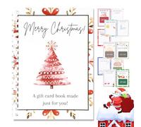 Libro di biglietti regalo di Natale, 38 pagine, 12,7 x 17,8 cm, rilegatura a spirale, sorprese su ogni pagina, fai da te, buon Natale, università, sopravvivenza, porta biglietti per famiglia, amici