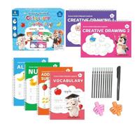Libro Di Calligrafia 6 Pezzi Quaderni da Ricalcare Riutilizzabili | Libro Di Esercizi Addizioni E Sottrazioni Disegno Calligrafia Per Bambini Scuola 'Infanzia Aula Homeschool