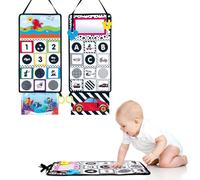 Libro di Contrasto, Libro di Tessuto per Doppio Lato di Colore Nero, Libro Illustrato Realizzato in Tessuto con Specchi, Giocattoli di Contrasto Passeggino, Giocattolo