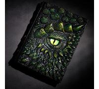 Libro di drago animato deluxe, diario in rilievo drago 3D, squisito ornamenti in resina per uso domestico, puntello del libro del drago di Halloween, movimento orribile dell'occhio (drago verde)