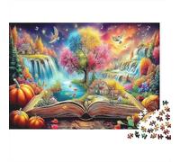 Libro di Fiabe Aperto Puzzle 1000 Pezzi Cartone Riciclato Divertimento Paesaggio fantasy autunnale Attività Indoor Famiglia, Giorni Pioggia Relax Mentale, Regalo Nonni 70x50cm/1000pcs