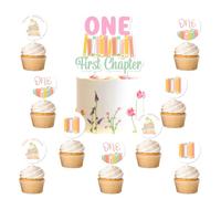 Libro di fiabe Decorazioni per 1° compleanno, Storybook a tema torta e cupcake topper lettura libro Happy 1st Birthday Cupcake Picks Book Club Stampa su entrambi i lati Decorazioni per torte Forniture