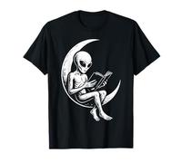 Libro di Lettura Alieno Crescent Moon Space Funny Bookworm Maglietta