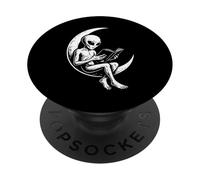 Libro di lettura alieno Crescent Moon Space Funny Bookworm PopSockets PopGrip Adesivo