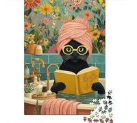 Libro di lettura del gatto Set Di Puzzle Da 1000 Pezzi Per La Famiglia, Cartone Resistente Riciclato, Arredamento Interno, Svago Indoor, Gioco Di Sfida Mentale 38x26cm/1000pcs