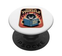 Libro di lettura divertente del gatto Investi in te stesso Gatti PopSockets PopGrip Adesivo