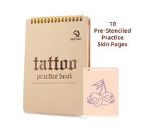 Libro di pelle per pratica tatuaggi vintage, quaderno di pelle per pratica tatuaggi con rilegatura a spirale, pelle finta per tatuaggi in silicone ispessito, accessori per tappetino di pratica a doppi