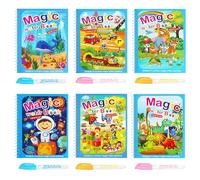 Libro di Pittura ad Acqua per Bambini, 6 Pezzi Libro di Pittura ad Acqua Magic Water Drawing Book con 6 Penna Acqua, Libro da Disegno ad Acqua Riutilizzabile per Bambini