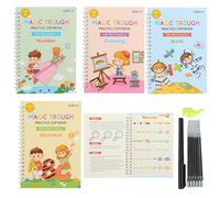 Libro di pratica di scrittura per bambini, per esercitarsi a scrivere, riutilizzabile, con scanalature, per calligrafia prescolare per bambini e studenti