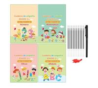 Libro di pratica di scrittura spagnola, libri di scrittura a mano in spagnolo per bambini,Notebook di scrittura riutilizzabile per bambini | Notebook di scrittura spagnolo con penne e impugnatura pa
