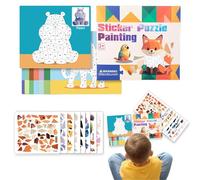 Libro Di Puzzle Con Adesivi | Puzzle 3D Con Stickers Gioco Educativo Attivita Manuali Giochi Cartoni Animati | Giochi Per La Mente Giocattoli Educativi Veicoli E Animali Abilità Motorie Fini Per Bambi