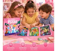 Libro di puzzle magnetico 3 in 1 per bambini, lavagna di puzzle magnetico educativa, gioco educativo divertente, giocattolo puzzle con animali cartoni animati, portatile e pieghevole, regalo di fiaba