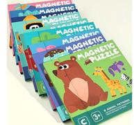 Libro di puzzle magnetico pieghevole a 8 temi, giocattolo STEM portatile da viaggio con magneti di animali, veicoli, vestiti e cibo, sviluppa il pensiero logico e le abilità motorie fini, adatto per l