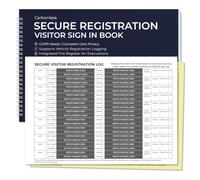 Libro di registro per visitatori riservato A4 senza carbone, con certificato di sicurezza antincendio, conforme al GDPR, con 330 iscrizioni, per avvocati, pratica medica, ufficio, scuola
