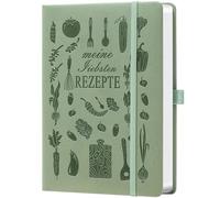 Libro di ricette da scrivere fai da te, formato A5, libro di cucina vuoto per le proprie ricette preferite, con registro e indice dei contenuti, ideale da regalare agli amanti della cucina, verde