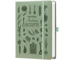 Libro di ricette da scrivere fai da te, formato A5, libro di cucina vuoto per le proprie ricette preferite, con registro e indice dei contenuti, ideale da regalare agli amanti della cucina, verde
