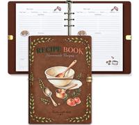 Libro di ricette vuoto per scrivere le proprie ricette, raccoglitore per | Quaderno per ricette in pelle, impermeabile, vintage, vuoto, contiene 150 ricette corte e lunghe