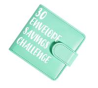 Libro di risparmio con 30 buste, copertina in PU impermeabile, chiusura magnetica, taccuino budget, sfida di risparmio di denaro, organizzatore finanziario, per ufficio, scuola, aula, viaggi, regalo