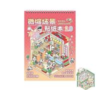 Libro Di Scena Di Decalcomanie Paesaggio - Libro Per Bambini Adesivi Creativi, 3D Fun House Stickers | Disegno Del Cartone Animato Di Sollievo Dello Stress Libro Di Decalcomanie Album Ritaglio