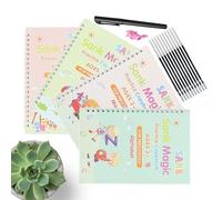 Libro di scrittura per bambini - 4 pezzi Alfabeto scanalato, pratica di scrittura a mano riutilizzabile con tracciamento guidato, apprendimento precoce scolastico a casa, aula, asilo per bambini