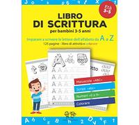 Libro di scrittura: v1-3 Imparare a scrivere le lettere dell'alfabeto dalla A alla Z | scrittura prima elementare | libro di attività per bambini 3-5 anni | giallo