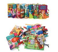 Libro di stoffa sensoriale per bambini, 6 pagine anti-strappo, 0-1-2 anni, primo libro del bambino, carta stropicciabile integrata, materiale lavabile e masticabile, temi disponibili tra animali/ocean