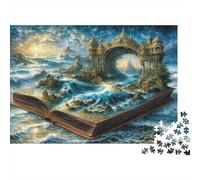 Libro di Storie Fantasy Castello sull Oceano Puzzle 1000 Pezzi Gioco di Puzzle 1000 Pezzi Carta Puzzle per Adulti Paesaggio Magico Famiglia Relax Decorazione Regalo 38x26cm/1000pcs