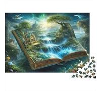 Libro di Storie Magiche Puzzle 1000 Pezzi Carta per Adulti Cascata Onirica Foresta Relax Concentrazione Arredo Casa Regalo 38x26cm/1000pcs