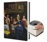 Libro di trasferimento di carta autentico sicuro per gioielli, denaro e contanti, cavo con scomparto nascosto, chiave e lucchetto a combinazione (blocco password, orgoglio e pregiudizio)