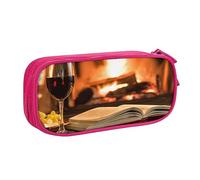 Libro di vino rosso stampato matita sacchetto trucco Jewelry Box portatile scatola di immagazzinaggio di viaggio gioielli caso nero, rosa, Taglia unica, Astuccio portamatite
