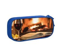 Libro di vino rosso stampato matita sacchetto trucco Jewelry Box portatile scatola di immagazzinaggio di viaggio gioielli caso nero, Blu, Taglia unica, Astuccio portamatite