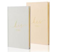 Libro di voti di nozze con scritta in lamina d'oro, copertina rigida, libri di voti per lui e per lei, in tela di lino goffrata, per cerimonie nuziali, una bella aggiunta per il giorno del matrimonio