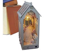 Libro Dook Decor, Miniature Book Nook Kit | Miniature House BROWEND - Tiny House Book Nook Modello con Luce LED, Puzzle in Legno 3D Fermaglio per Il Soggiorno