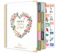 Libro e organizer per matrimoni, libro per la pianificazione del matrimonio | con 2 adesivi, liste di controllo, calendario per conto alla rovescia e tasca interna, 23,50 cm x 29 cm