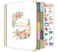 Libro e organizer per matrimoni, libro per la pianificazione del matrimonio | con 2 adesivi, liste di controllo, calendario per conto alla rovescia e tasca interna, 23,50 cm x 29 cm