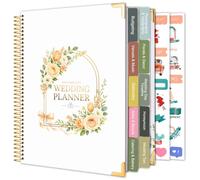 Libro e organizer per matrimoni, libro per la pianificazione del matrimonio | con 2 adesivi, liste di controllo, calendario per conto alla rovescia e tasca interna, 23,50 cm x 29 cm
