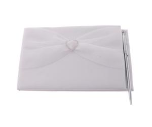 libro elegante dell'ospite di cerimonia nuziale ed insieme della penna con