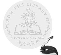 Libro Embosser Timbro Personalizzato | Goffratore Biblioteca Logo Seal Stamp | Uffici Buste Inviti Regalo per Idee Amanti dei Libri