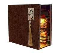 Libro fai da te Nukkit -Led Light Cinese -Stile in miniatura Puzzle, Bookend in legno 3D creativo |gastronomica cinese con il kit Srotolare le trasparenze HD per re