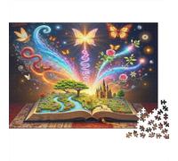 Libro fantasy da 1000 pezzi con puzzle che si apre in un mondo di fiabe. Gioco educativo per adulti dai 12 anni in su, decorazione per la casa, ideale per compleanni Dimensioni: 52x38 cm.
