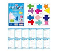 Libro geometria 3D con design a linguetta per bambini | Quaderno esercizi per l ' insegnamento della matematica per bambini con illustrazioni colorate e attività