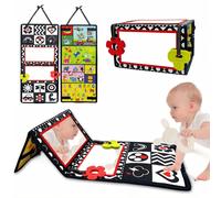 Libro/Giocattolo per tummy time per neonati, alto contrasto bianco e nero per lo sviluppo cerebrale, giocattoli per il tummy time del neonato con materiali stropicciabili, giocattoli di stoffa per l''