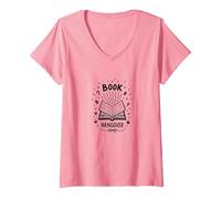 Libro Hangover Bibliophile Reading Lover Maglietta con Collo a V, Donna, Rosa, L