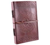 Libro in Pelle: Grimorio, Libro delle Rune e della Magia con Motivo Celtico, Marrone, ca. 21 x 14 cm